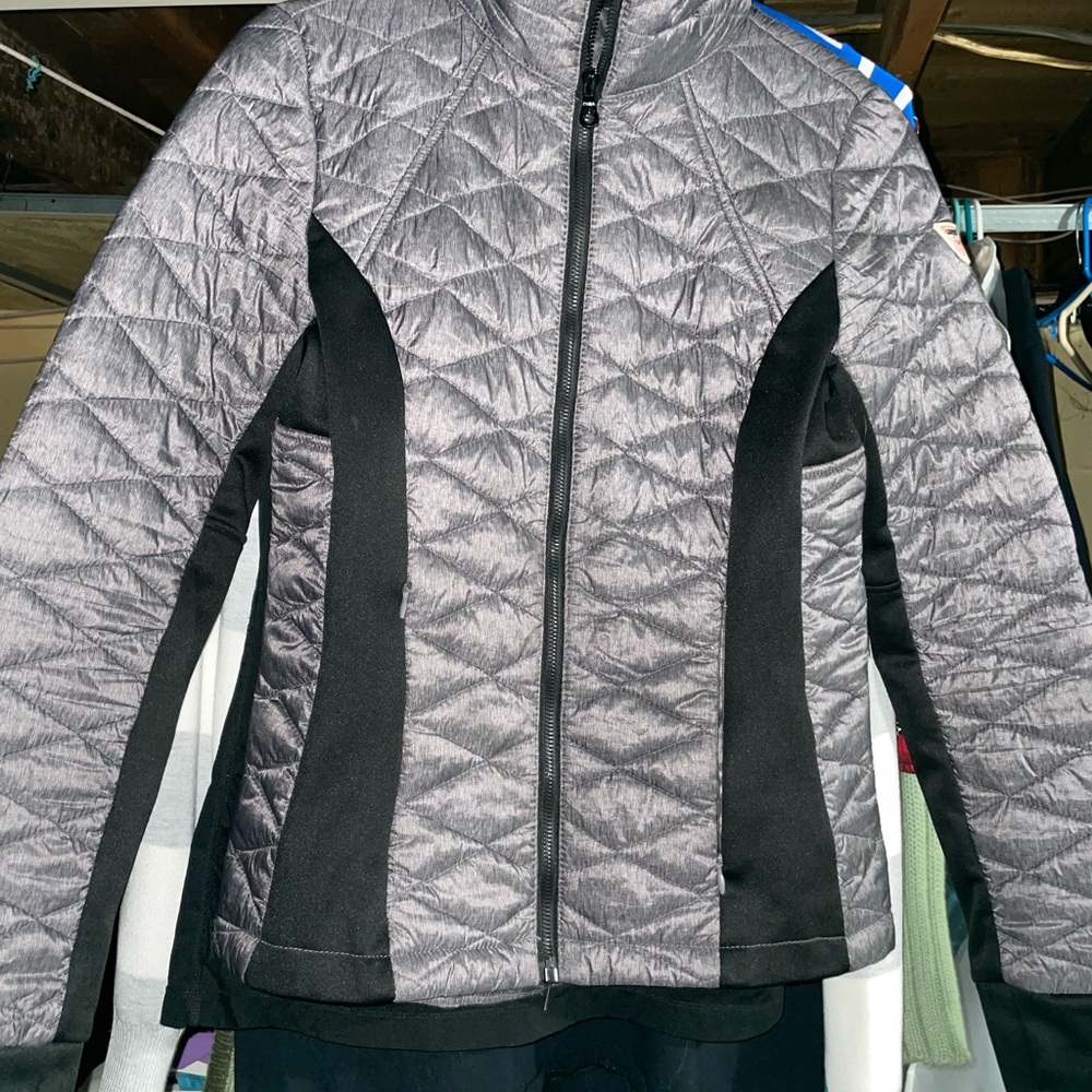 Guess Black and Gray Ski Jacket with Quilted Design